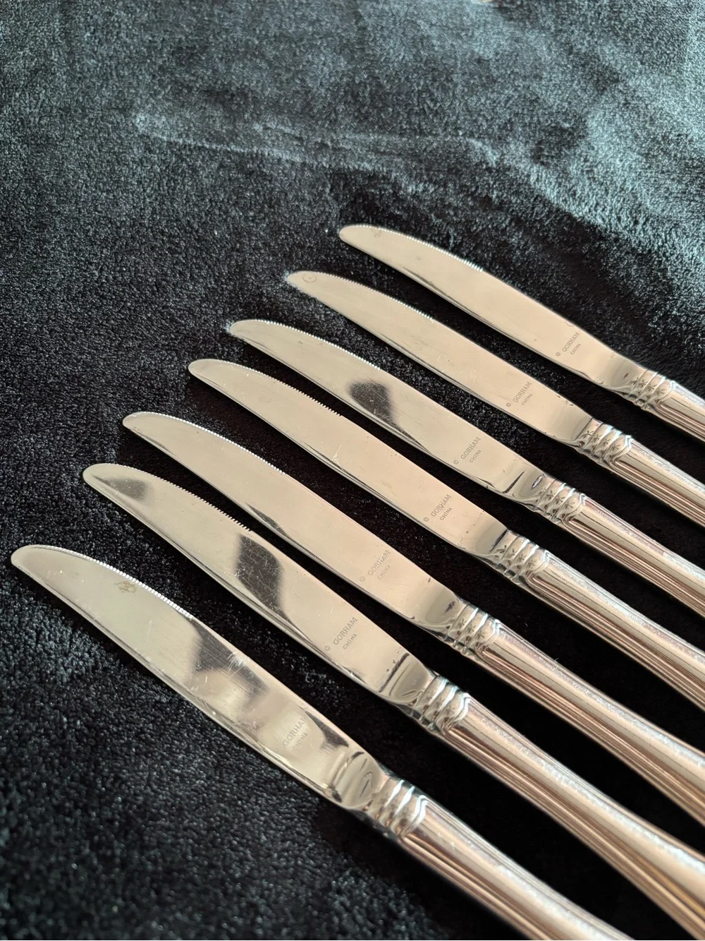 7 Piece Gorham MONET Dinner Knives Set Stainless Steel Glossy 9” Flatwear